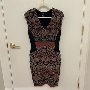 Desigual Black and Orange Patterned Mini Dress